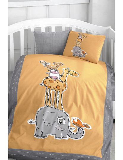 imagem de Conjunto de roupa de cama infantil de algodão animal laranja1