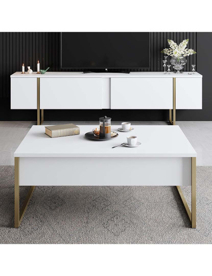 imagem de Mesa Centro Luxe Branco Dourado2