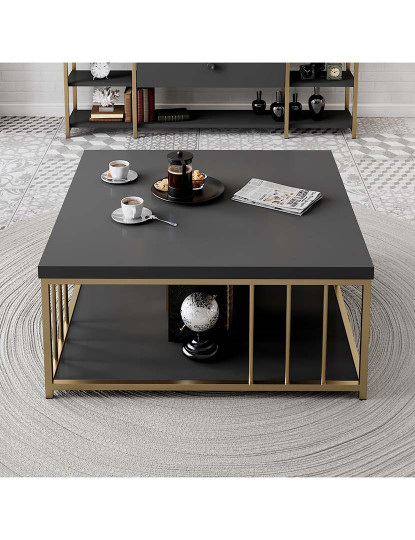 imagem de Mesa Centro Zenn Antracite Dourado2