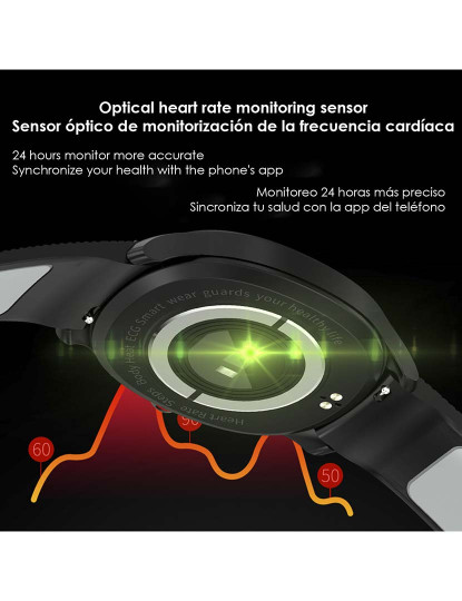 imagem de Smartwatch T01 com medicão de temperatura corporal tensão e O2 no sangue Preto 3