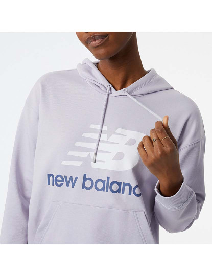 imagem de Hoodie Senhora NB Essentials Stacked Logo Oversized Pullover  Cinza4