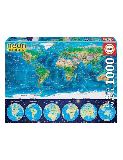 imagem de 1000 MAPA MUNDO FISICO NEON 167601