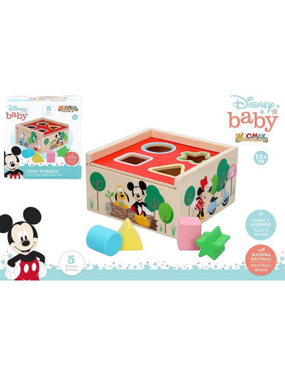 imagem de Cubos Formas Madeira 13 Cm Mickey & Minnie 487201