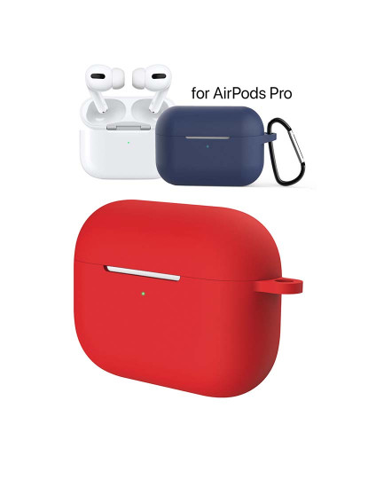 imagem de Capa de silicone para base de carga de AirPods Pro, com mosquetão  Vermelho 1