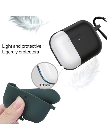 imagem de Capa de Silicone para Base de Carregamento Airpods Pro, c/ Mosquetão Preto3