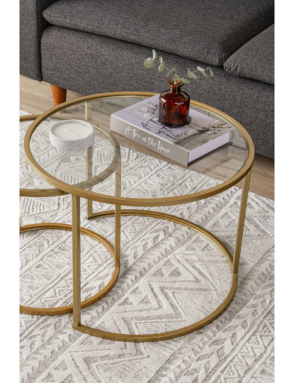 imagem de Conjunto de Mesa de Centro Dourado Transparente 60 423