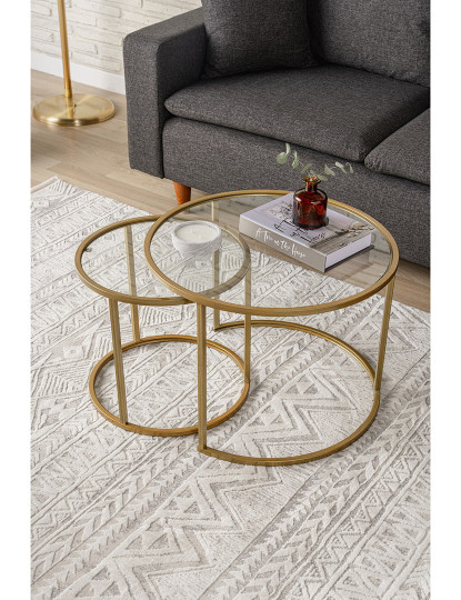 imagem de Conjunto de Mesa de Centro Dourado Transparente 60 421