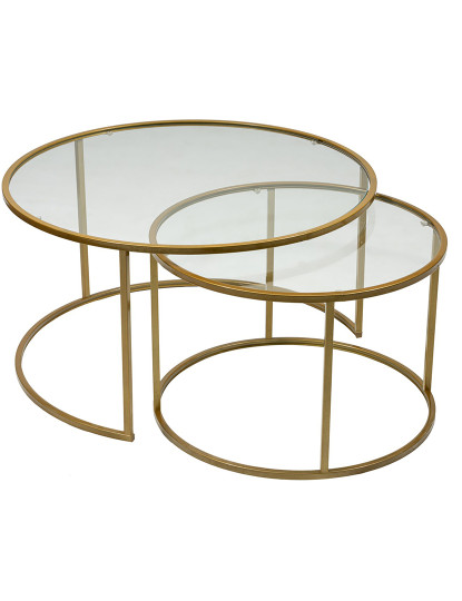 imagem de Conjunto de Mesa de Centro Dourado Transparente 80 604