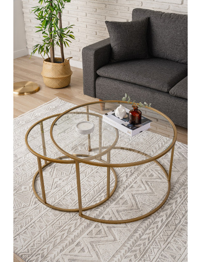 imagem de Conjunto de Mesa de Centro Dourado Transparente 80 601