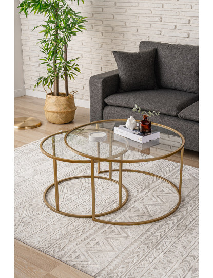 imagem de Conjunto de Mesa de Centro Dourado Transparente 80 602