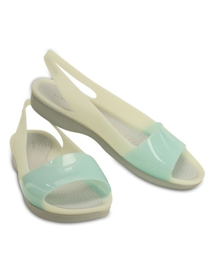 imagem de Sandália Crocs Colorblock Flat Azul Claro E Branco Pérola6