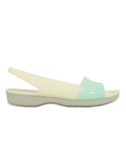 imagem de Sandália Crocs Colorblock Flat Azul Claro E Branco Pérola2