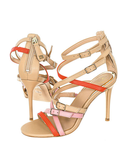 imagem de Sandálias Salto Alto Senhora Beige, Vermelho e Rosa2