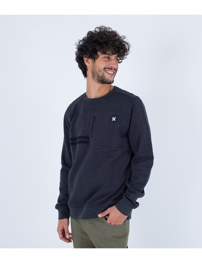 imagem de Camisola Homem Block Party Crew Fleece Preto Heather3