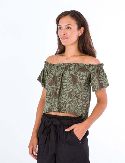 imagem de Top Senhora Off Shoulder Verde Azeitona Nightrondy1