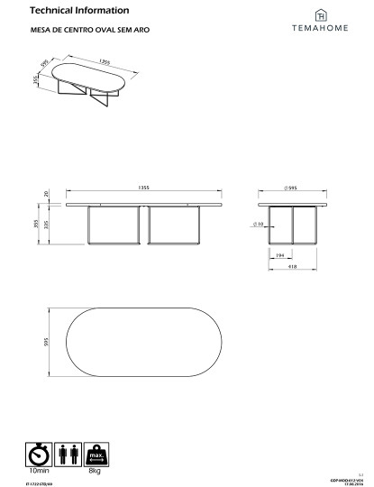 imagem de Mesa de Centro Oval Nogueira7