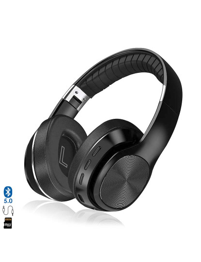 imagem de Fones VJ320 HiFi Bluetooth 50, com alta-voz, rádio FM, leitor micro SD Preto1