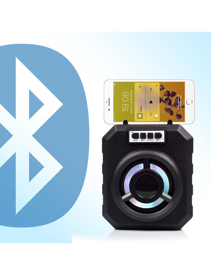 imagem de Caixa de som portátil Boombox YD-669 Bluetooth 4.2. Entrada USB, cartão micro SD e jack 3.5. Radio FM. Suporte para smartphone integrado.7