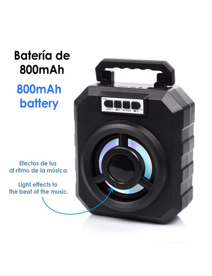 imagem de Caixa de som portátil Boombox YD-669 Bluetooth 4.2. Entrada USB, cartão micro SD e jack 3.5. Radio FM. Suporte para smartphone integrado.5