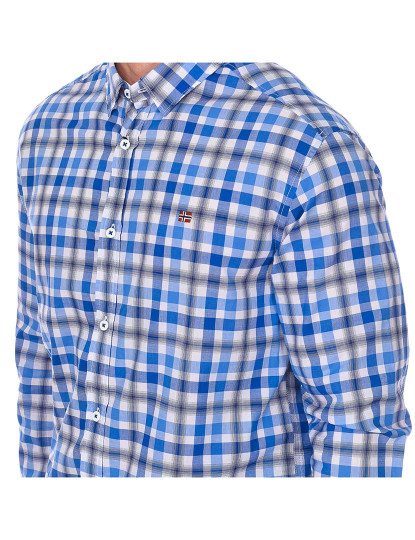 imagem de Camisa M. Comprida Grinnel Homem Quadrados Azul - Branco2