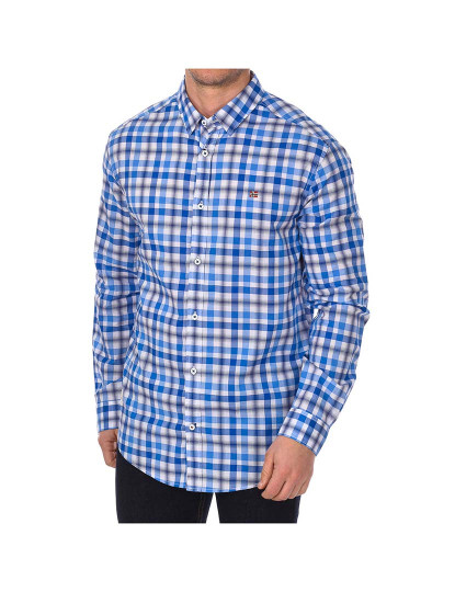 imagem de Camisa M. Comprida Grinnel Homem Quadrados Azul - Branco1