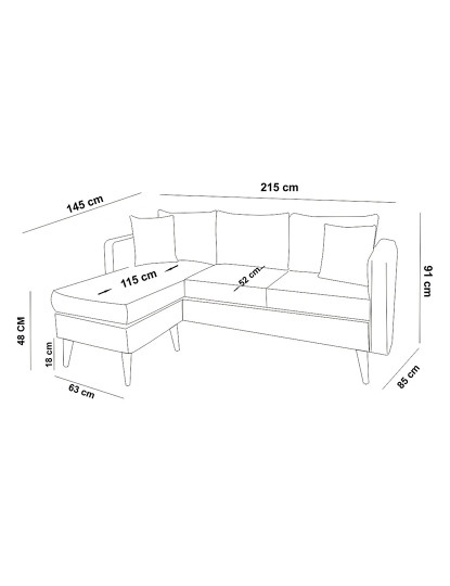 imagem de Sofá Chaise Longue Esquerda Sofia Antracite3