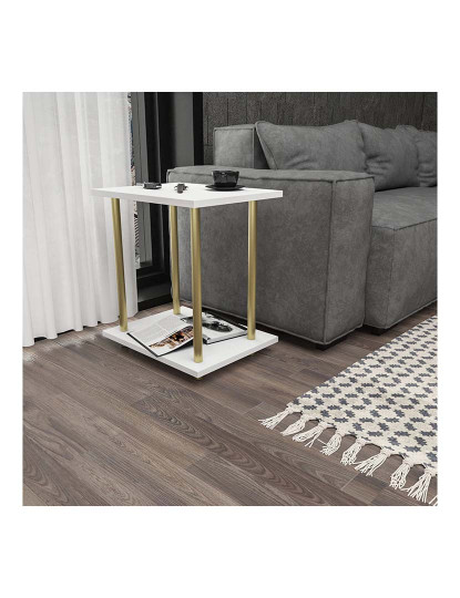 imagem de Mesa Apoio Bristol Dourado Branco2