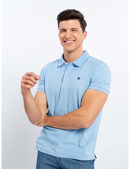 imagem de Polo Piqué Com Bordado Homem Azul Claro1