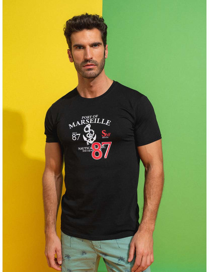 imagem de T-Shirt Básica Com Bordado Homem Preto1