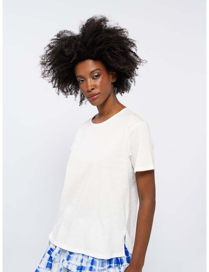 imagem de T-Shirt Básica 100% Algodão  Senhora Branco2