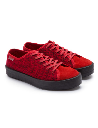 imagem de Ténis Paez Senhora Vulk Sneaker Cow Suede Woven Vermelho 2