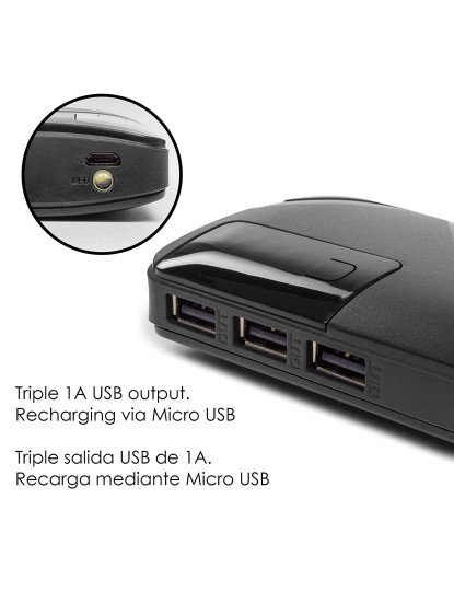 imagem de Powerbank R8 de 26000mAh Tripla Saída USB de 1A Preto3
