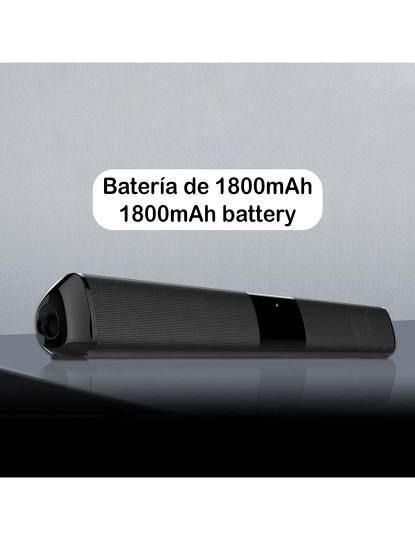 imagem de Barra de som 2.0 T90 Bluetooth 5.0. Entrada RCA, auxiliar, Micro SD e rádio FM. Bateria interna de 1800mAh.6