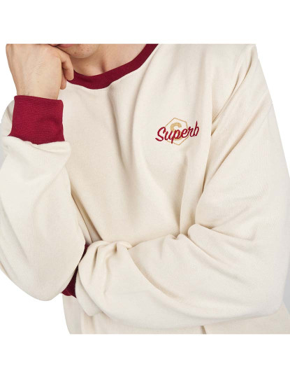 imagem de Sweatshirt Crew BeHappy Homem Beige-vermelho2