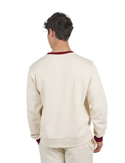 imagem de Sweatshirt Crew BeHappy Homem Beige-vermelho3