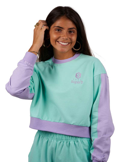 imagem de Sweatshirt Be Happy Senhora Verde menta-violeta1