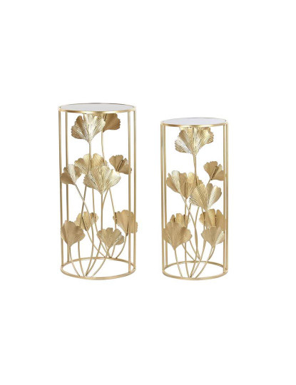 imagem de Mesa Apoio Set 2 Metal Vidro Folha 1