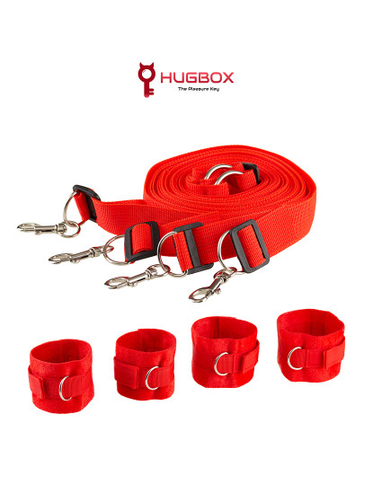 imagem de Kit de fixação da cama - Kit Bondage - Conjunto SM - 4 Algemas e 4 Correias - Vermelho3