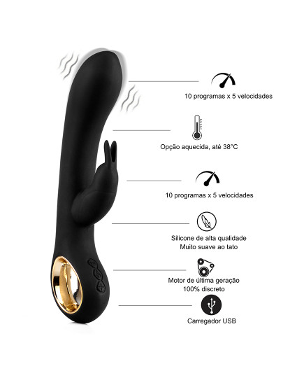 imagem de Vibrador Rabbit - Opção de aquecimento - 50 programas - Preto 2