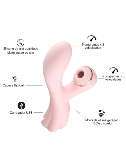 imagem de Estimulador de clitóris e Vibrador - 15 programas - Rosa2