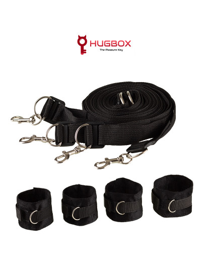 imagem de Kit de fixação da cama - Kit Bondage - Conjunto SM - 4 Algemas e 4 Correias - Preto3