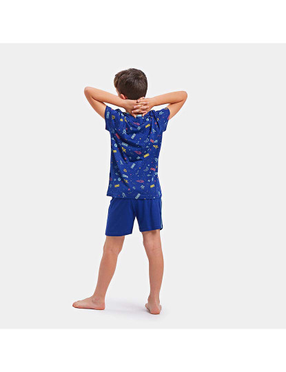 imagem de Pijama Manga Curta Rapaz Azul Navy e Multicor3