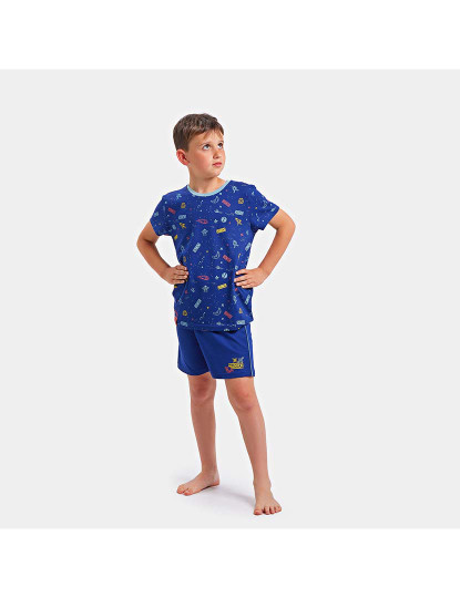 imagem de Pijama Manga Curta Rapaz Azul Navy e Multicor1