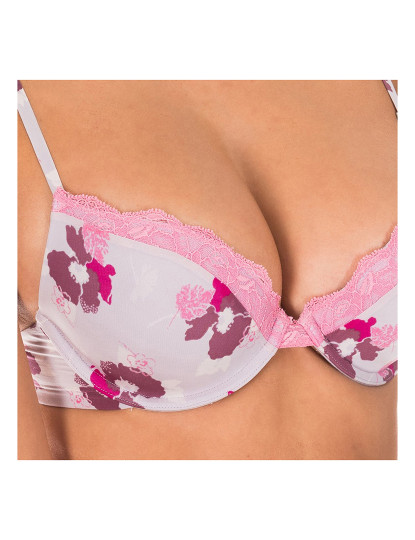 imagem de Soutien Push-Up Senhora Cinza Claro-Rosa floral2