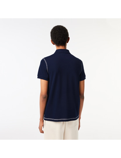 imagem de Pólo Lacoste Para Homem Em Algodão Orgânico Com Padrão Estampado Marinho5