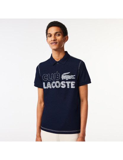 imagem de Pólo Lacoste Para Homem Em Algodão Orgânico Com Padrão Estampado Marinho1