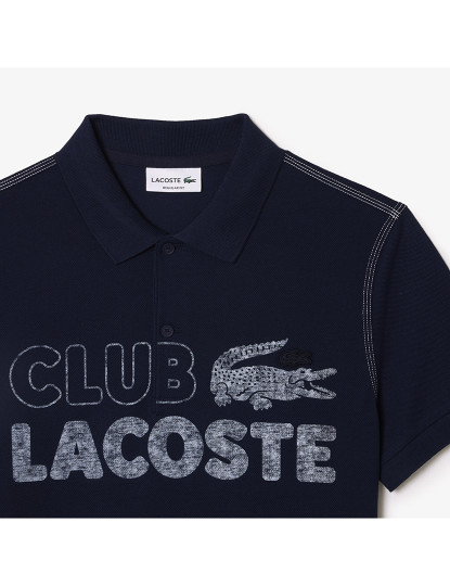 imagem de Pólo Lacoste Para Homem Em Algodão Orgânico Com Padrão Estampado Marinho8