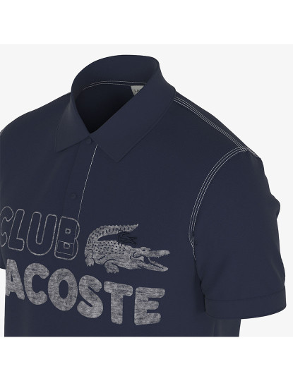 imagem de Pólo Lacoste Para Homem Em Algodão Orgânico Com Padrão Estampado Marinho6