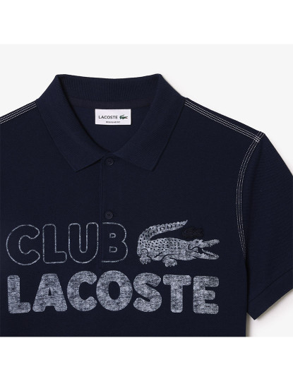 imagem de Pólo Lacoste Para Homem Em Algodão Orgânico Com Padrão Estampado Marinho9