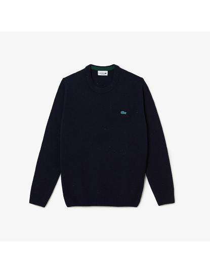 imagem de Sweatshirt de lã de corte regular com estampa manchada Homem Azul Marinho Nepse4